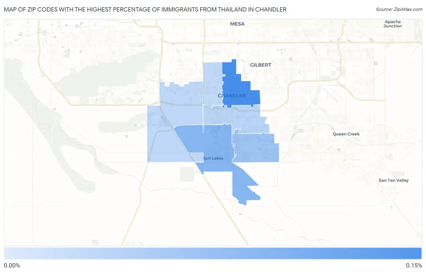 Zip Codes with the Highest Percentage of Immigrants from Thailand in Chandler Map
