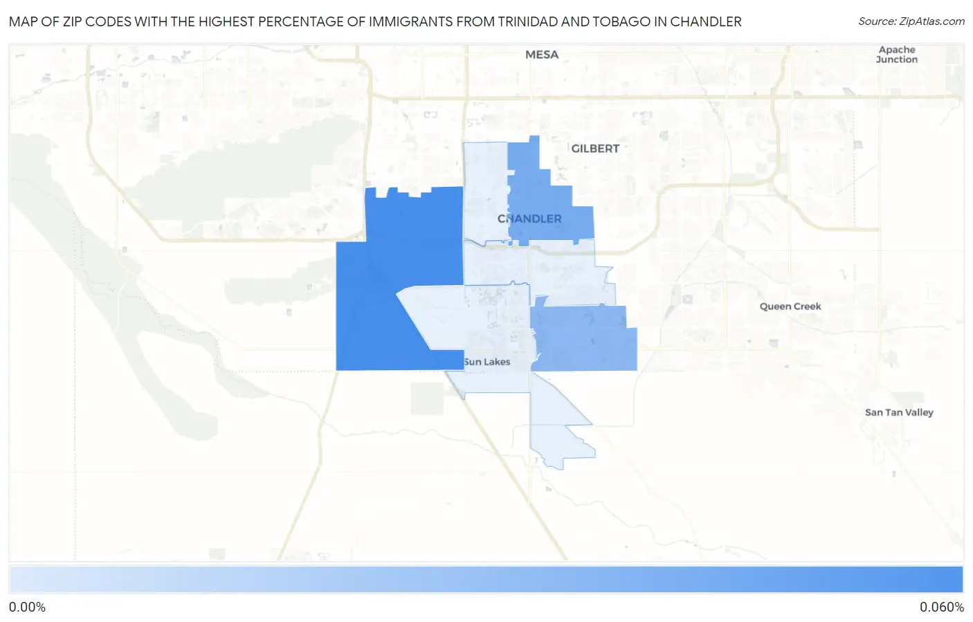 Zip Codes with the Highest Percentage of Immigrants from Trinidad and Tobago in Chandler Map