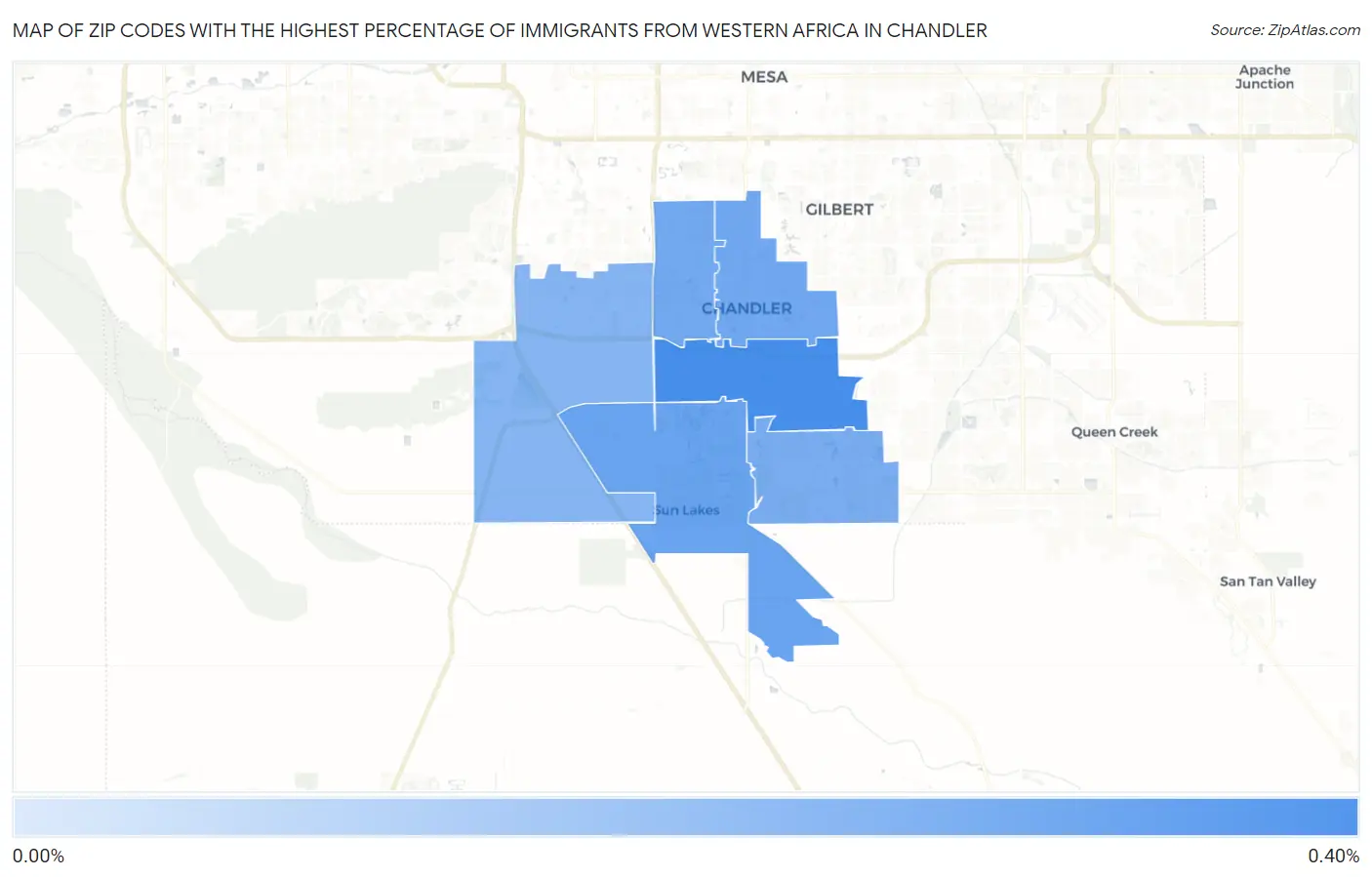 Zip Codes with the Highest Percentage of Immigrants from Western Africa in Chandler Map