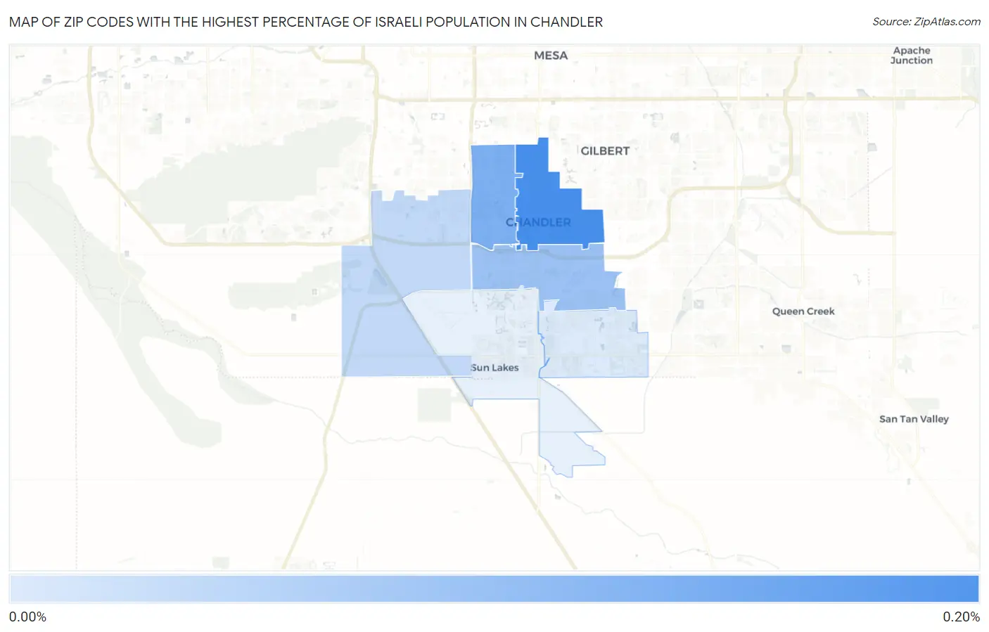 Zip Codes with the Highest Percentage of Israeli Population in Chandler Map