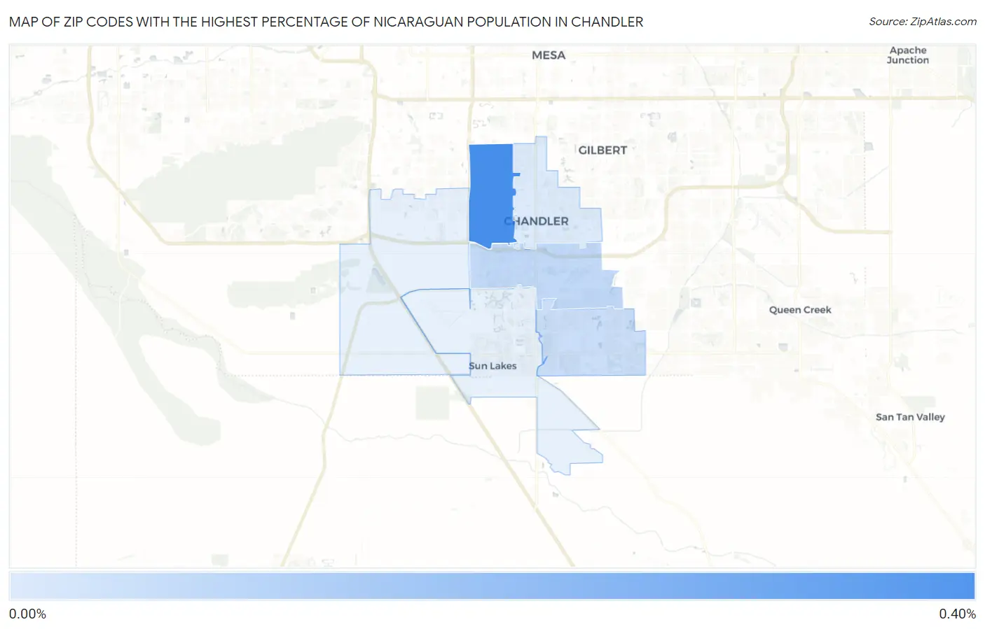 Zip Codes with the Highest Percentage of Nicaraguan Population in Chandler Map
