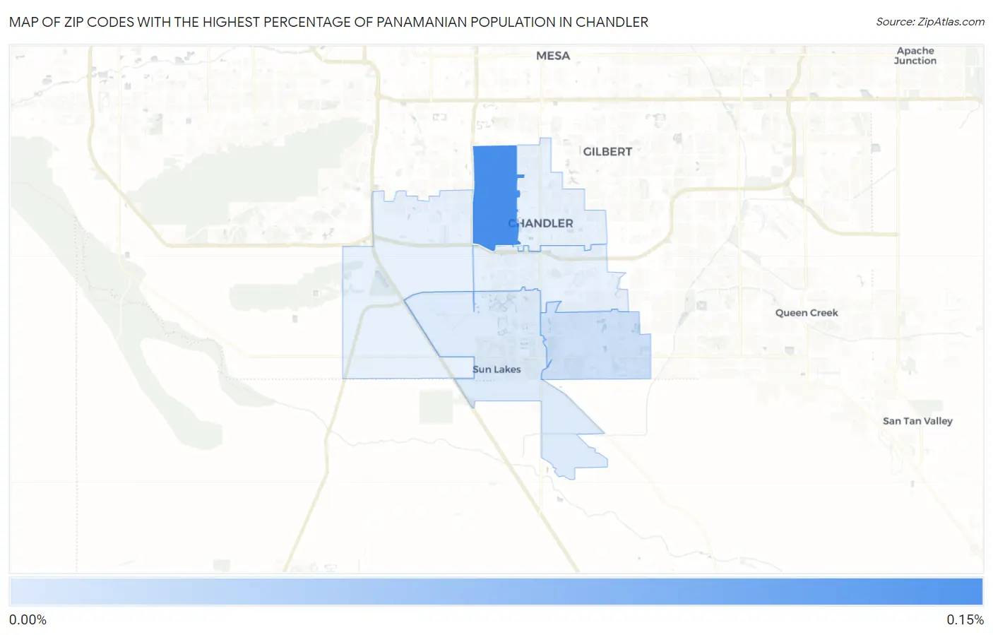 Zip Codes with the Highest Percentage of Panamanian Population in Chandler Map