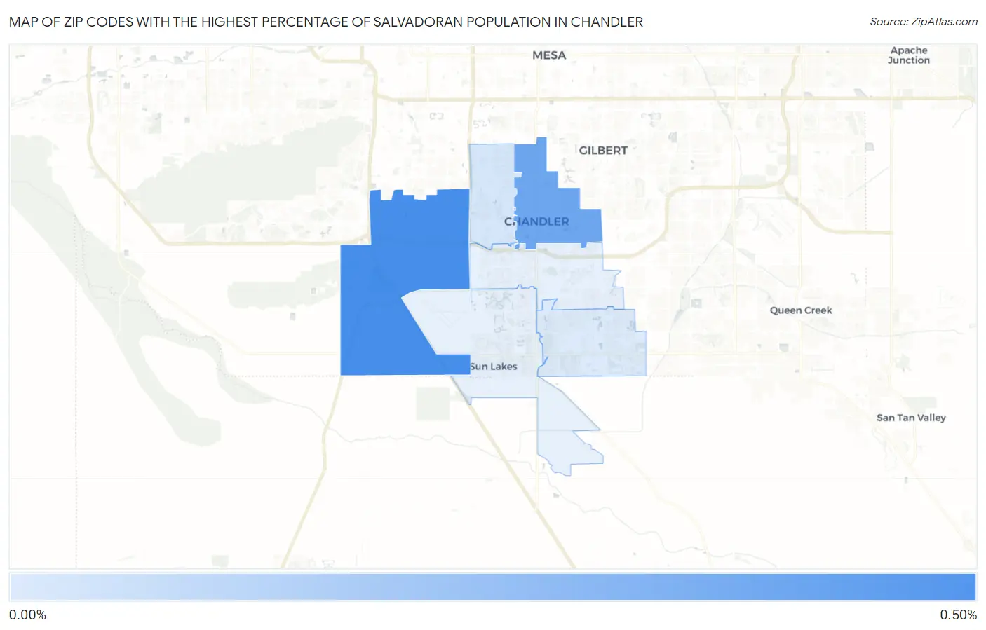 Zip Codes with the Highest Percentage of Salvadoran Population in Chandler Map