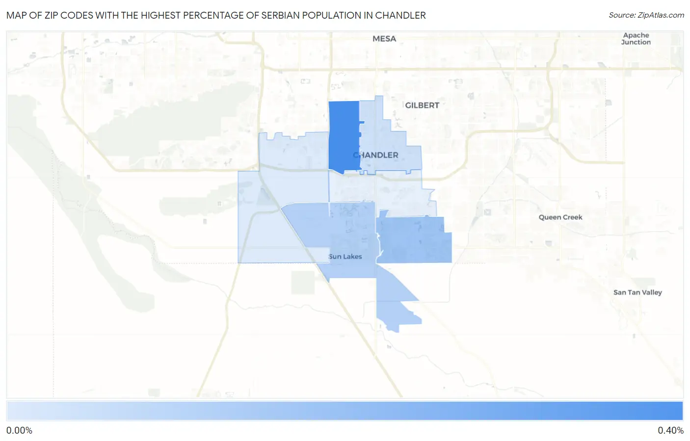 Zip Codes with the Highest Percentage of Serbian Population in Chandler Map