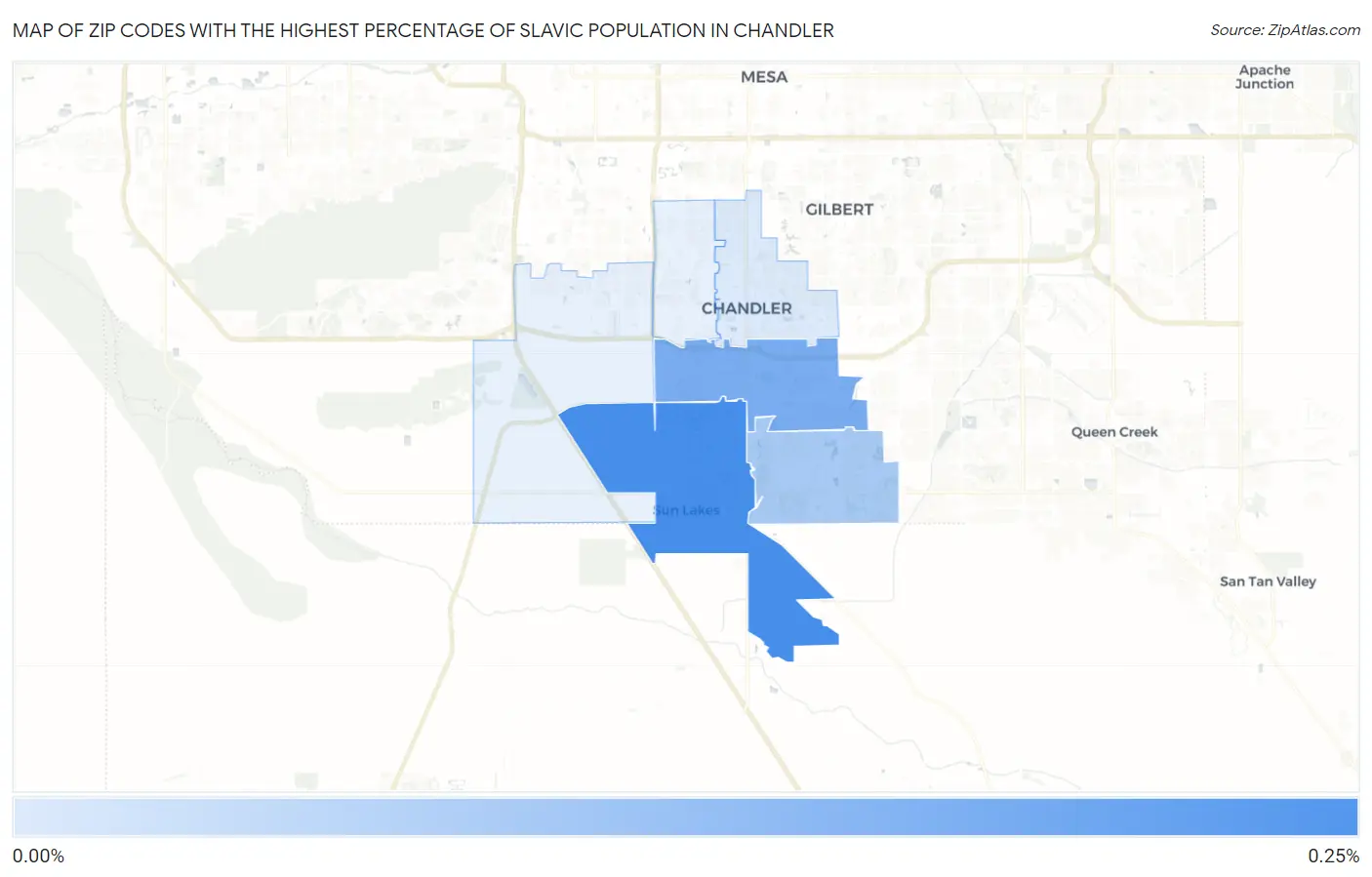 Zip Codes with the Highest Percentage of Slavic Population in Chandler Map