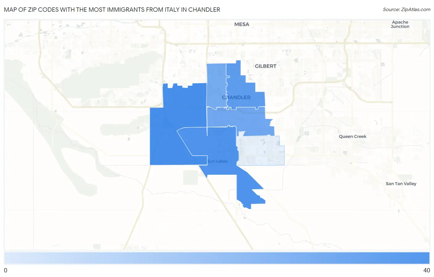 Zip Codes with the Most Immigrants from Italy in Chandler Map