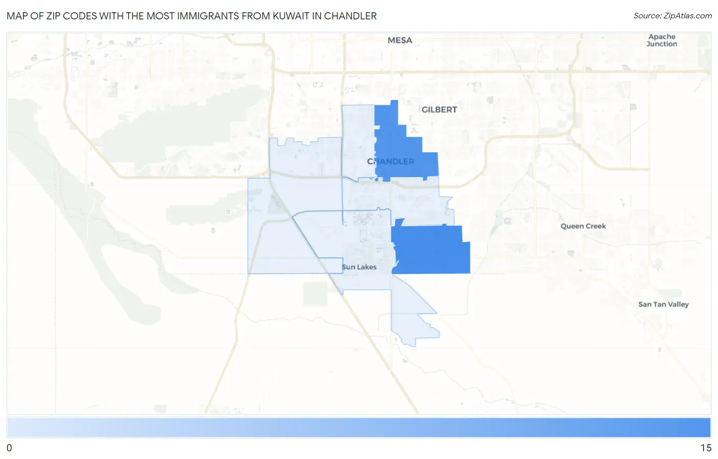 Zip Codes with the Most Immigrants from Kuwait in Chandler Map