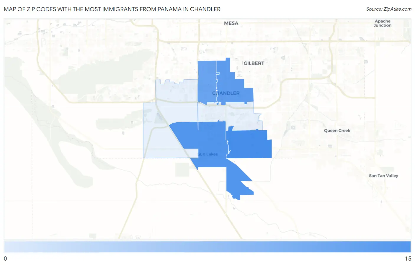 Zip Codes with the Most Immigrants from Panama in Chandler Map