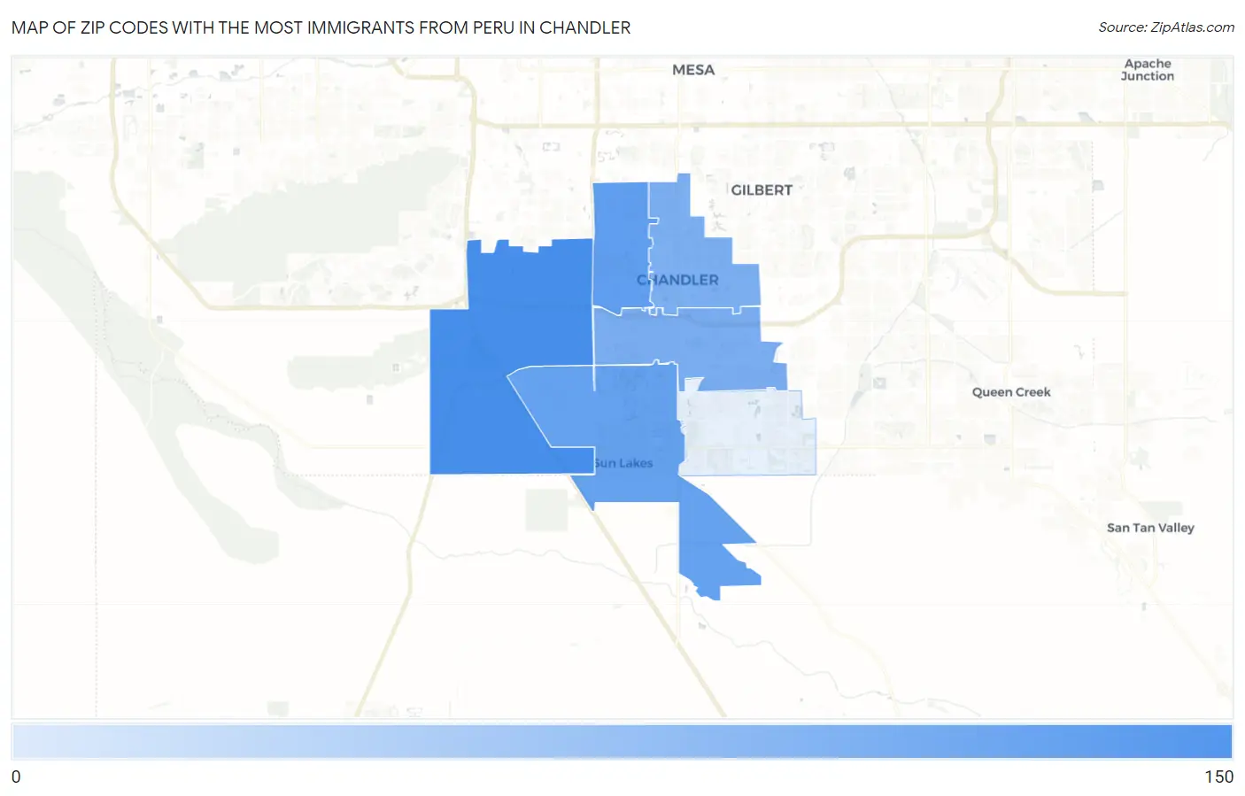Zip Codes with the Most Immigrants from Peru in Chandler Map