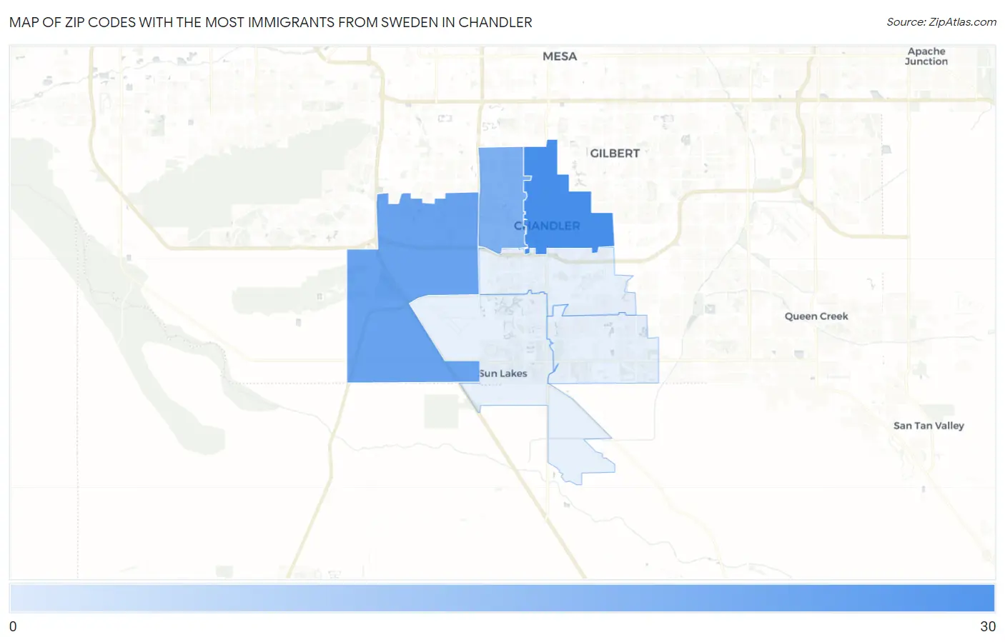Zip Codes with the Most Immigrants from Sweden in Chandler Map