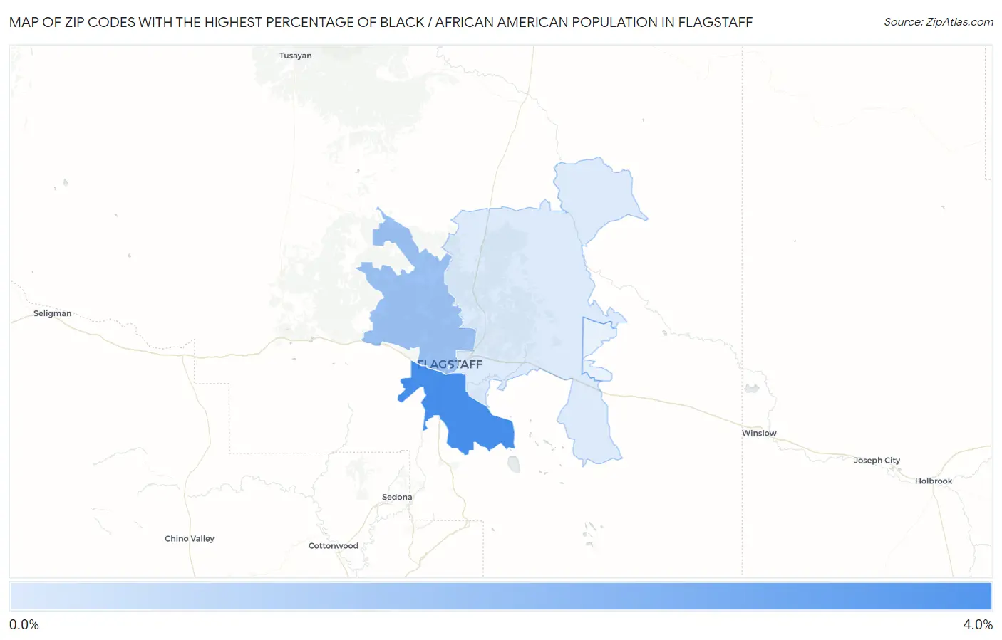 Zip Codes with the Highest Percentage of Black / African American Population in Flagstaff Map