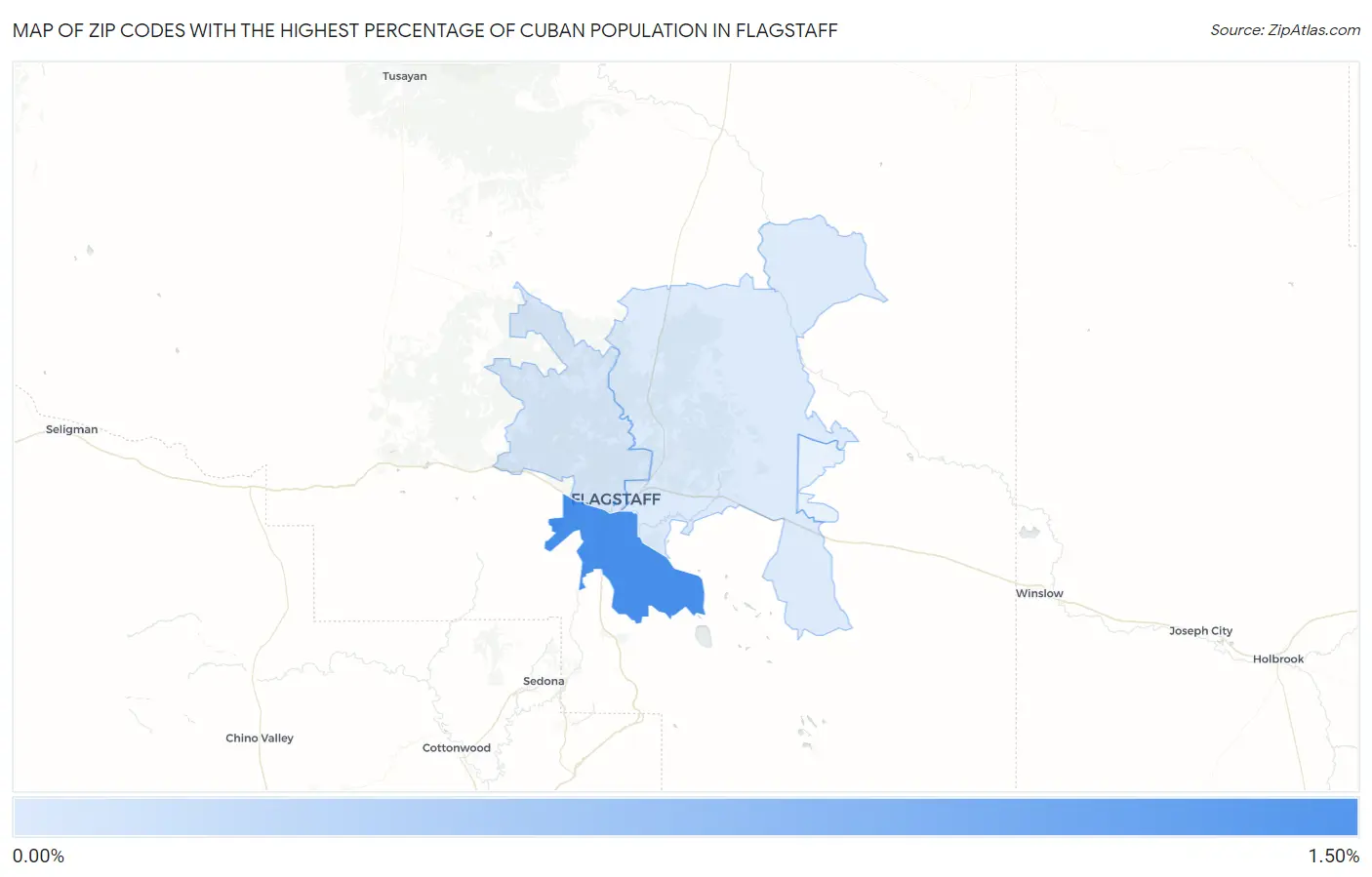 Zip Codes with the Highest Percentage of Cuban Population in Flagstaff Map