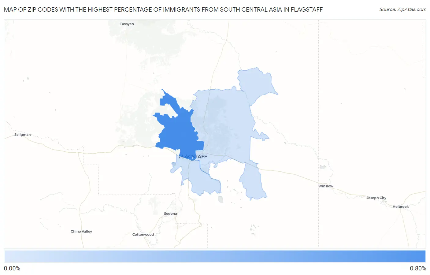 Zip Codes with the Highest Percentage of Immigrants from South Central Asia in Flagstaff Map