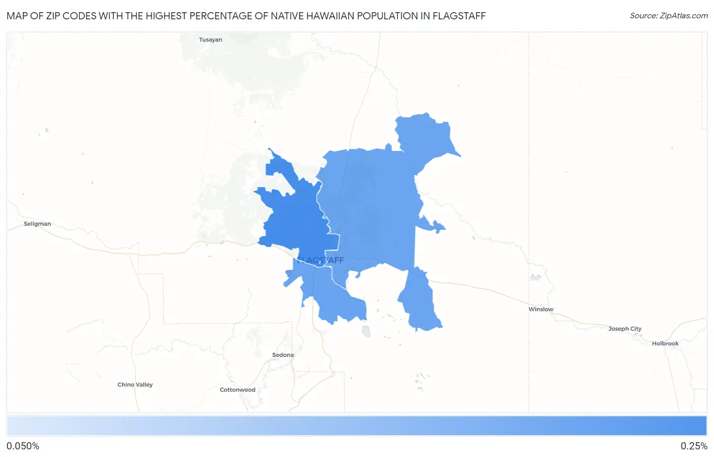 Zip Codes with the Highest Percentage of Native Hawaiian Population in Flagstaff Map