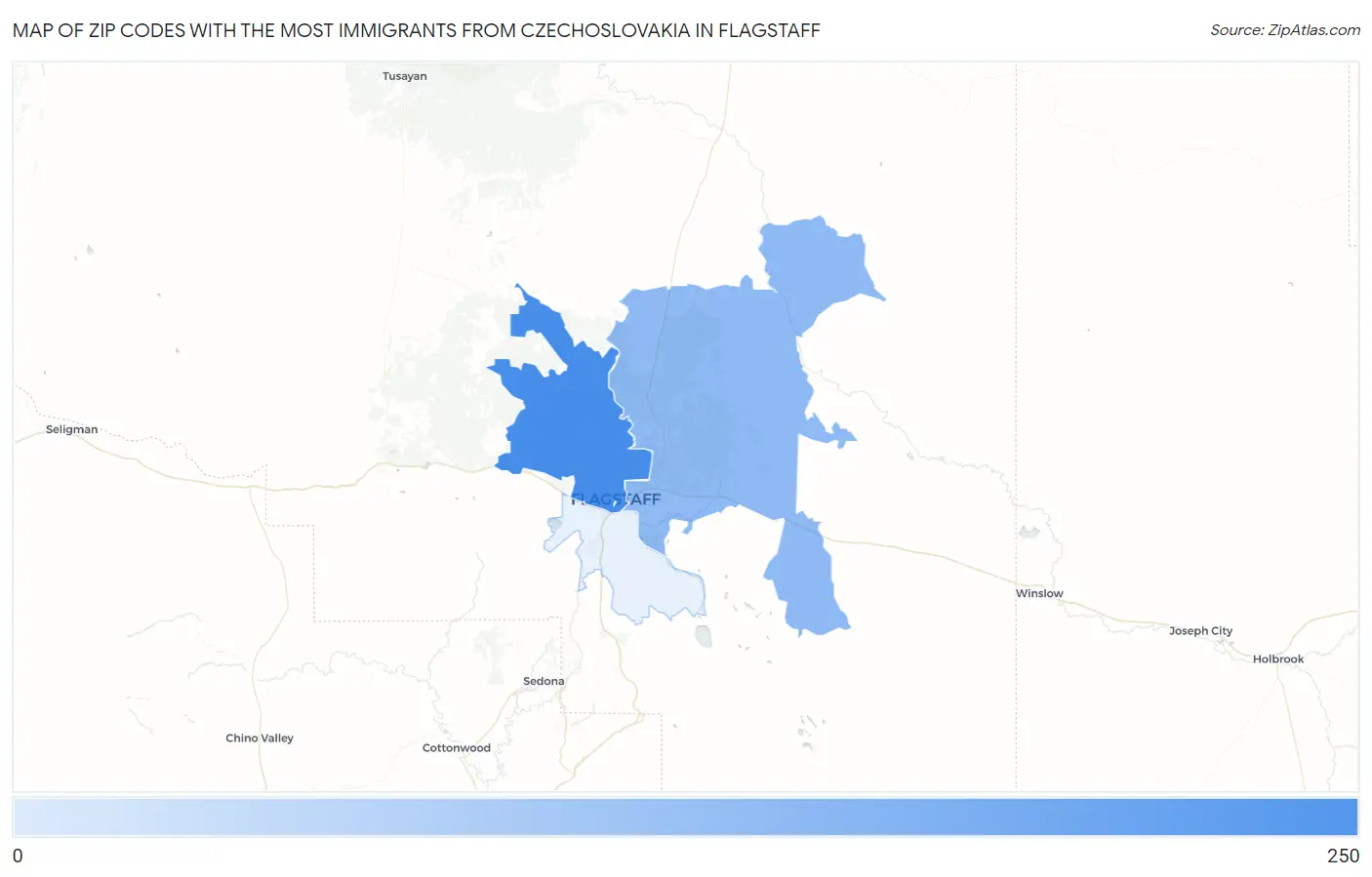 Zip Codes with the Most Immigrants from Czechoslovakia in Flagstaff Map
