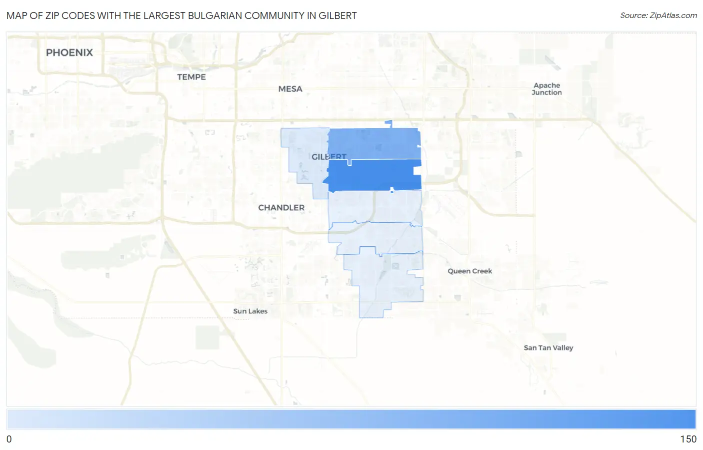 Zip Codes with the Largest Bulgarian Community in Gilbert Map