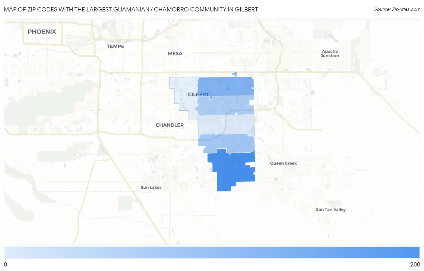 Zip Codes with the Largest Guamanian / Chamorro Community in Gilbert Map