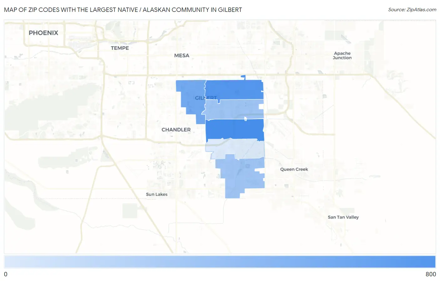 Zip Codes with the Largest Native / Alaskan Community in Gilbert Map