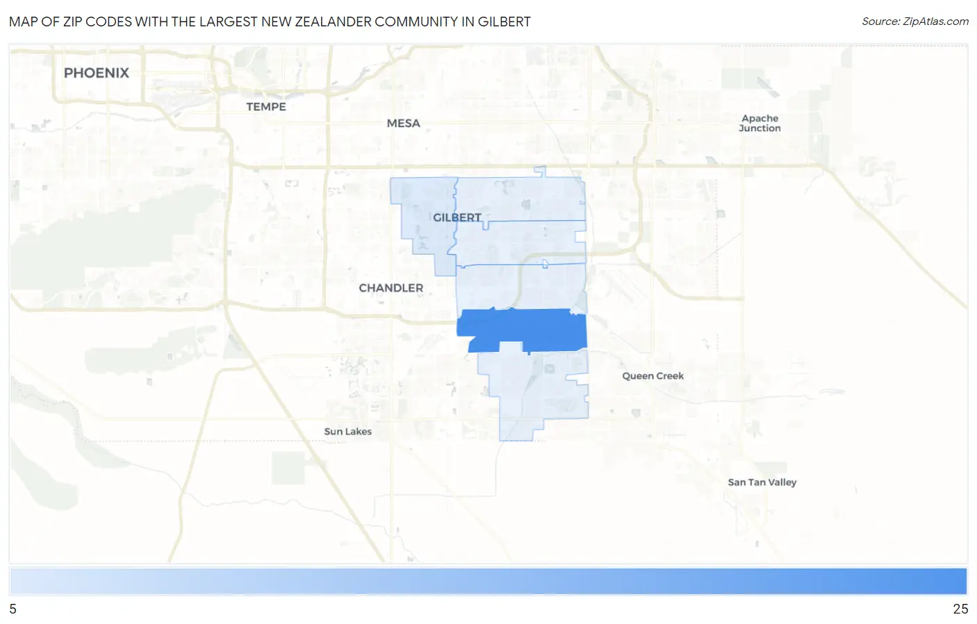 Zip Codes with the Largest New Zealander Community in Gilbert Map