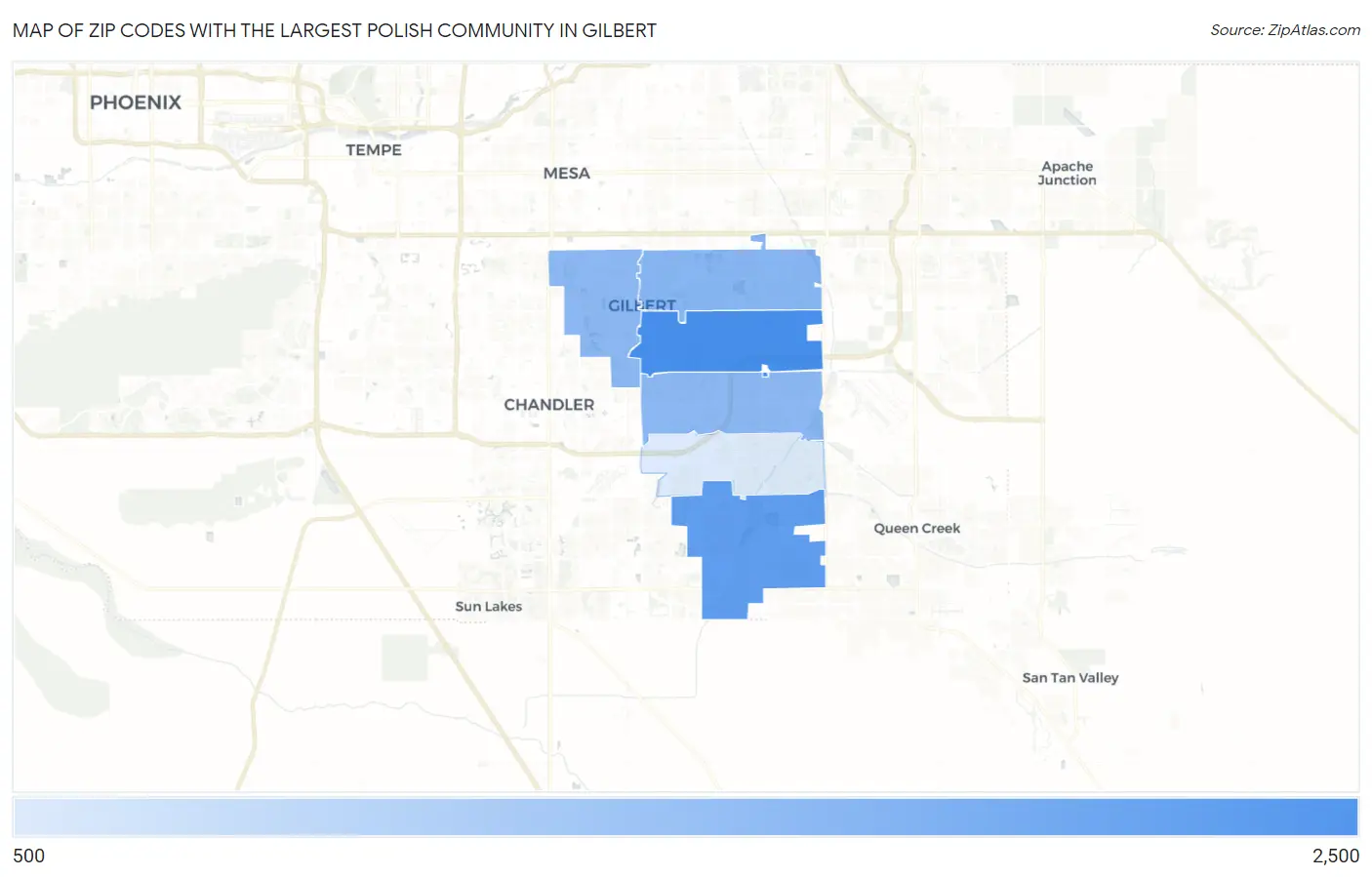 Zip Codes with the Largest Polish Community in Gilbert Map