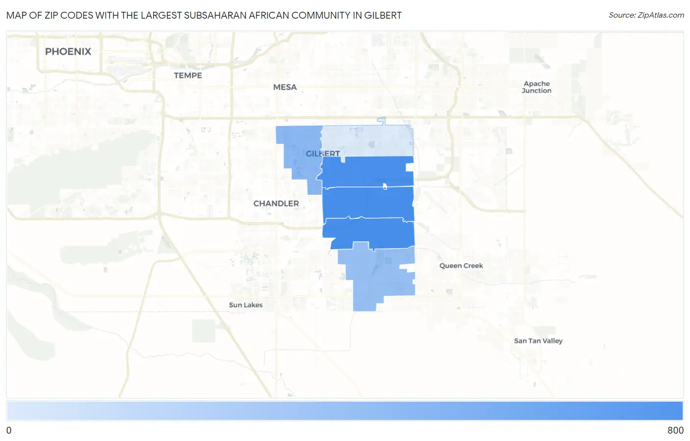 Zip Codes with the Largest Subsaharan African Community in Gilbert Map