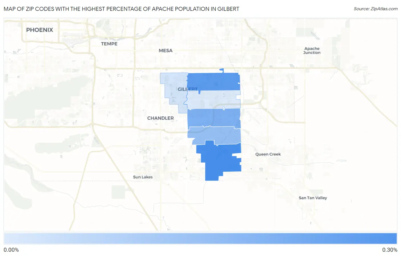 Zip Codes with the Highest Percentage of Apache Population in Gilbert Map