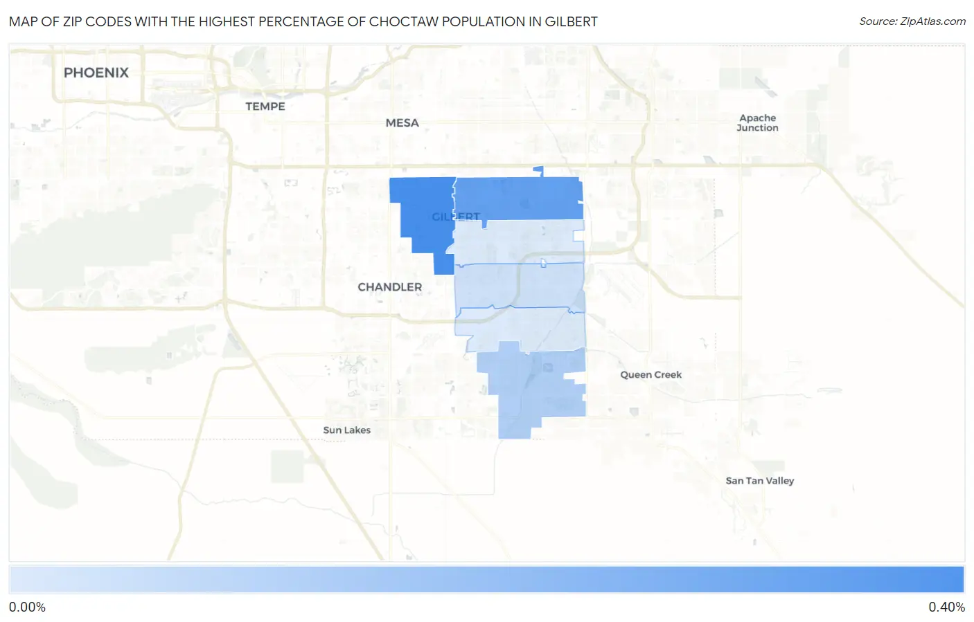 Zip Codes with the Highest Percentage of Choctaw Population in Gilbert Map