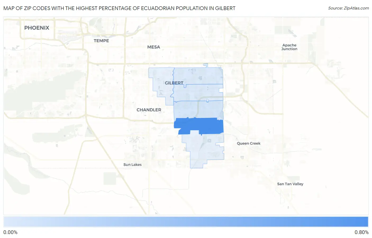 Zip Codes with the Highest Percentage of Ecuadorian Population in Gilbert Map
