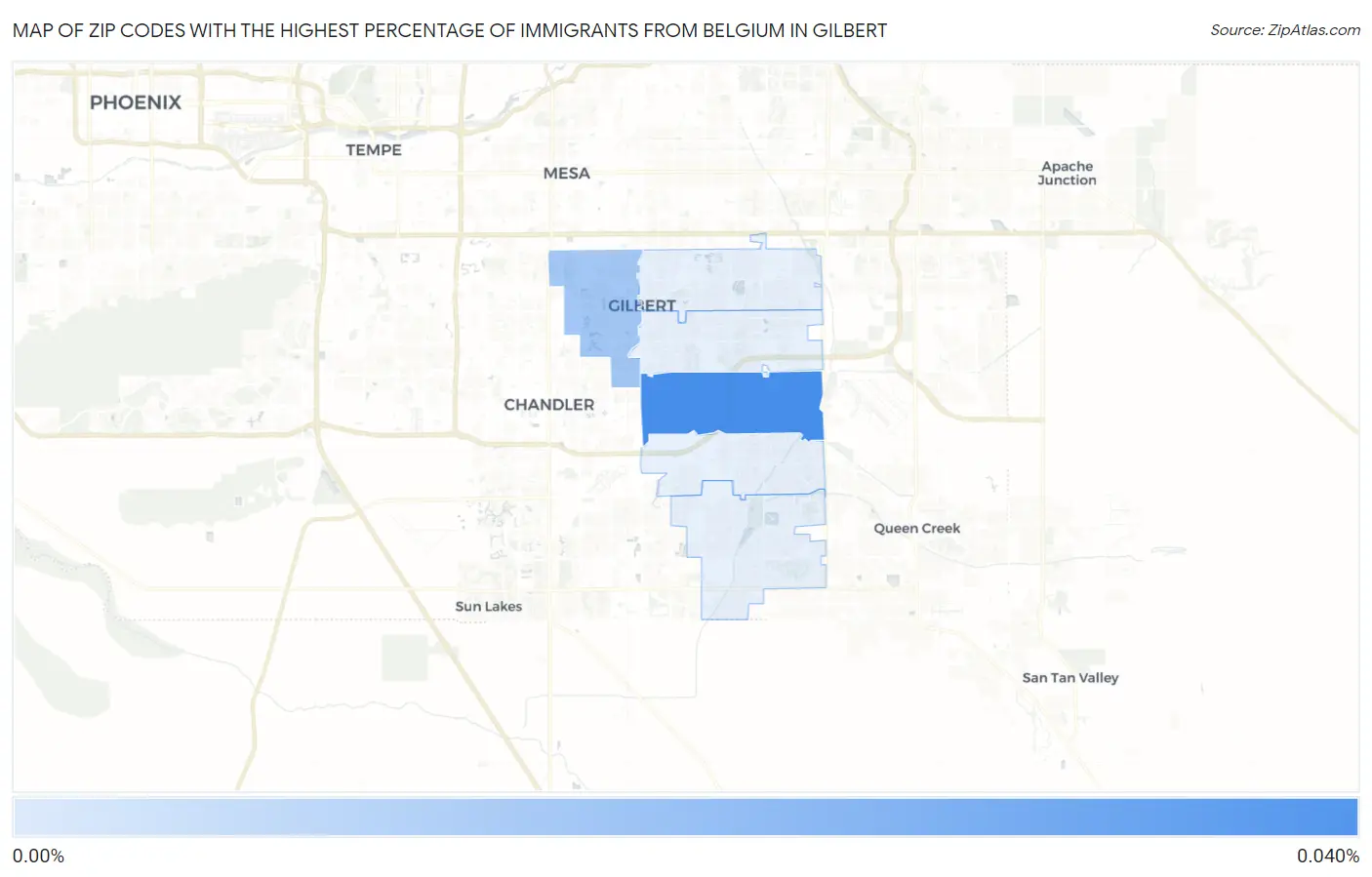 Zip Codes with the Highest Percentage of Immigrants from Belgium in Gilbert Map