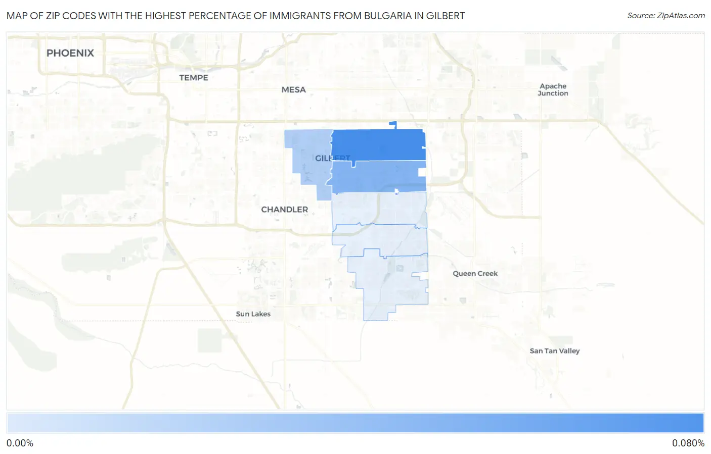 Zip Codes with the Highest Percentage of Immigrants from Bulgaria in Gilbert Map