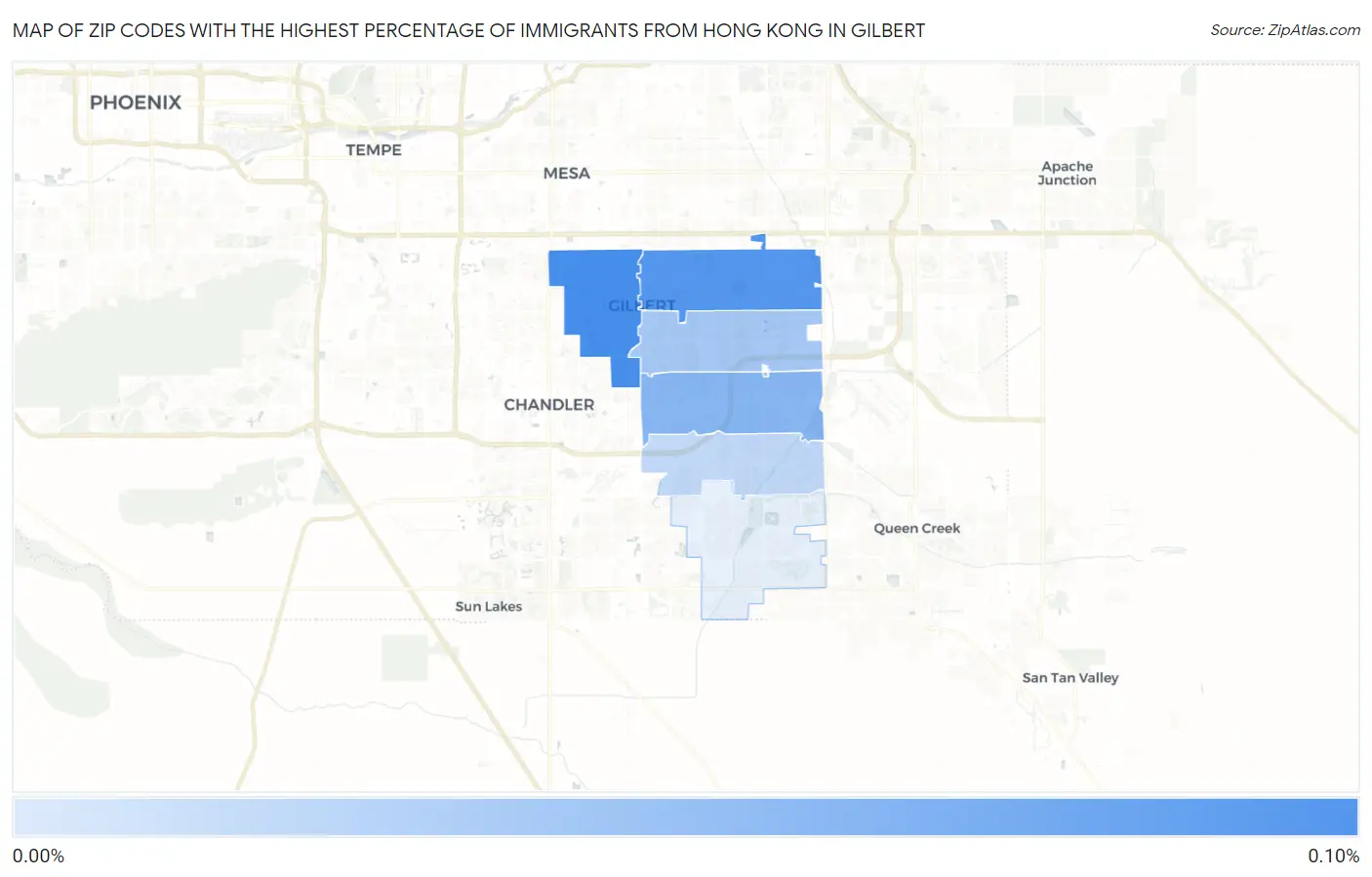 Zip Codes with the Highest Percentage of Immigrants from Hong Kong in Gilbert Map