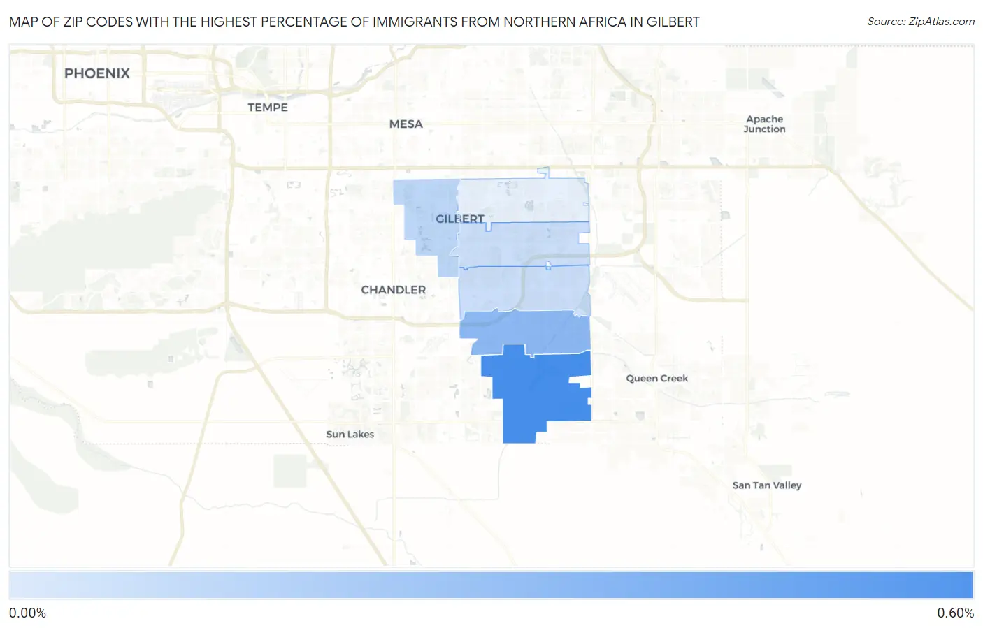 Zip Codes with the Highest Percentage of Immigrants from Northern Africa in Gilbert Map