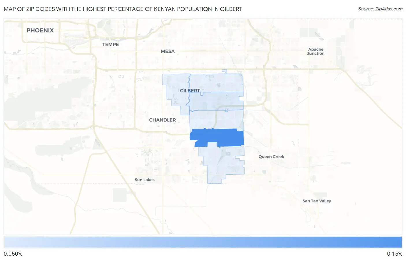 Zip Codes with the Highest Percentage of Kenyan Population in Gilbert Map