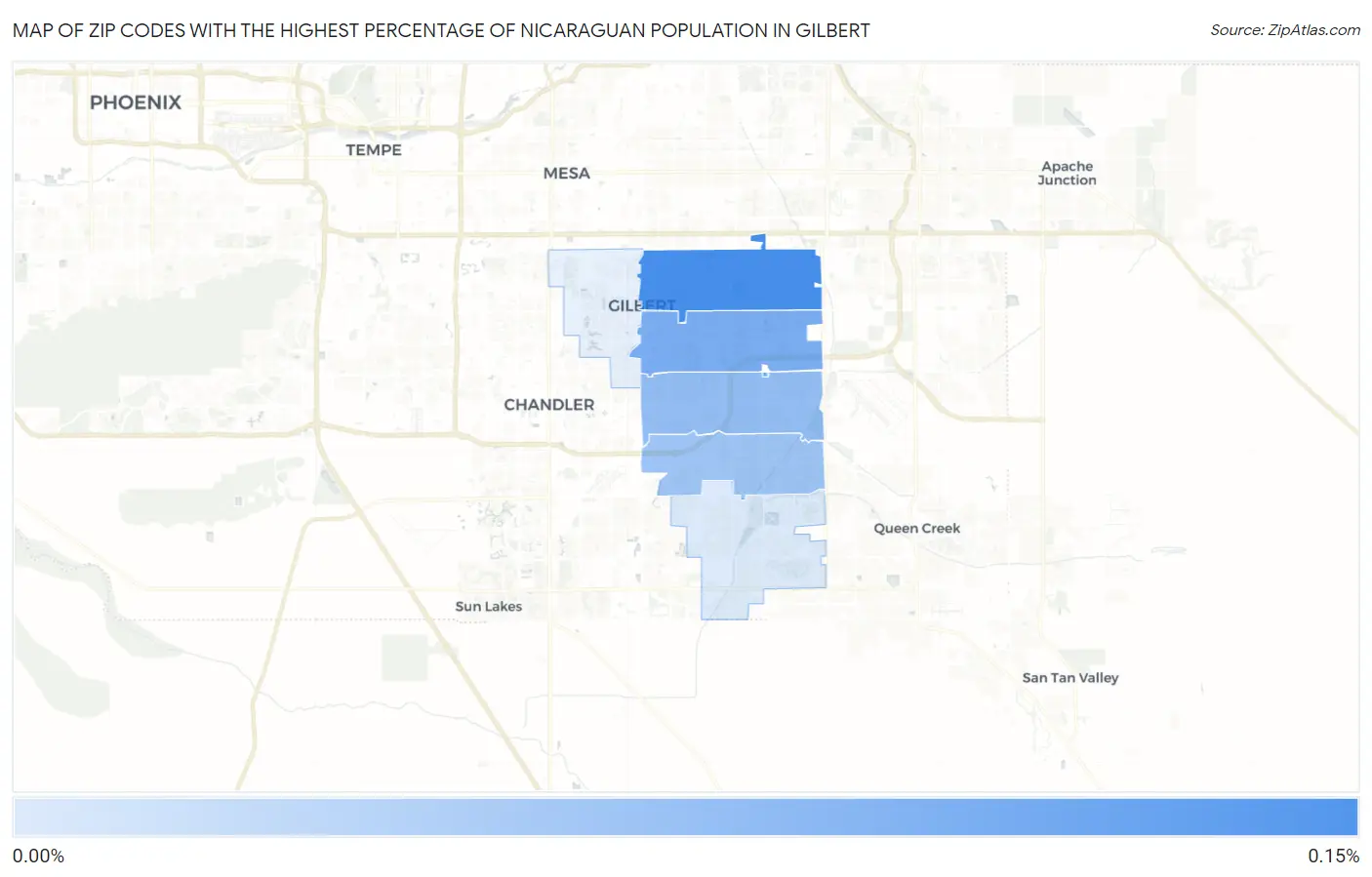 Zip Codes with the Highest Percentage of Nicaraguan Population in Gilbert Map