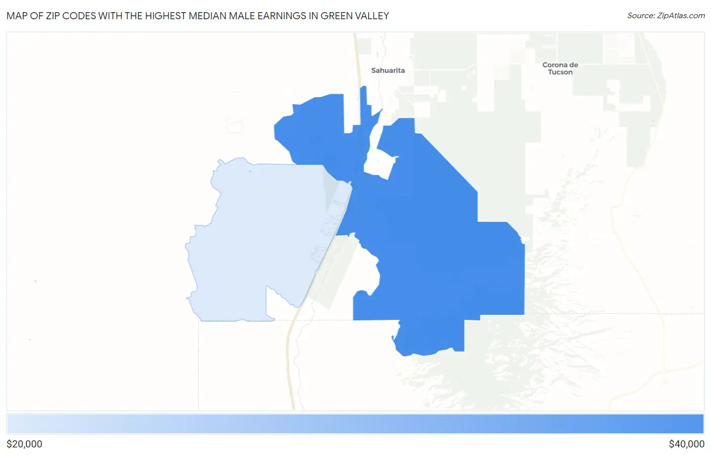 Zip Codes with the Highest Median Male Earnings in Green Valley Map