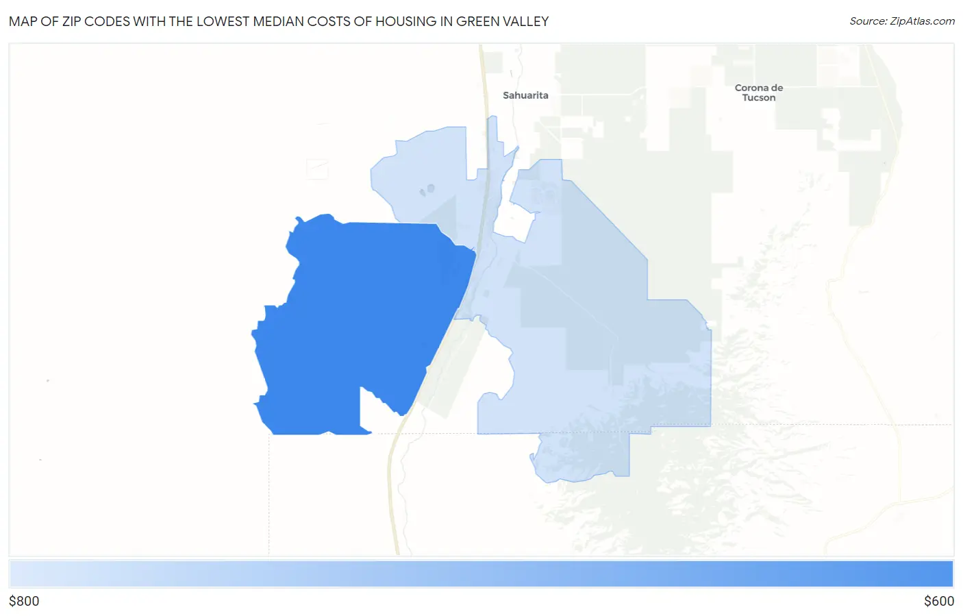 Zip Codes with the Lowest Median Costs of Housing in Green Valley Map