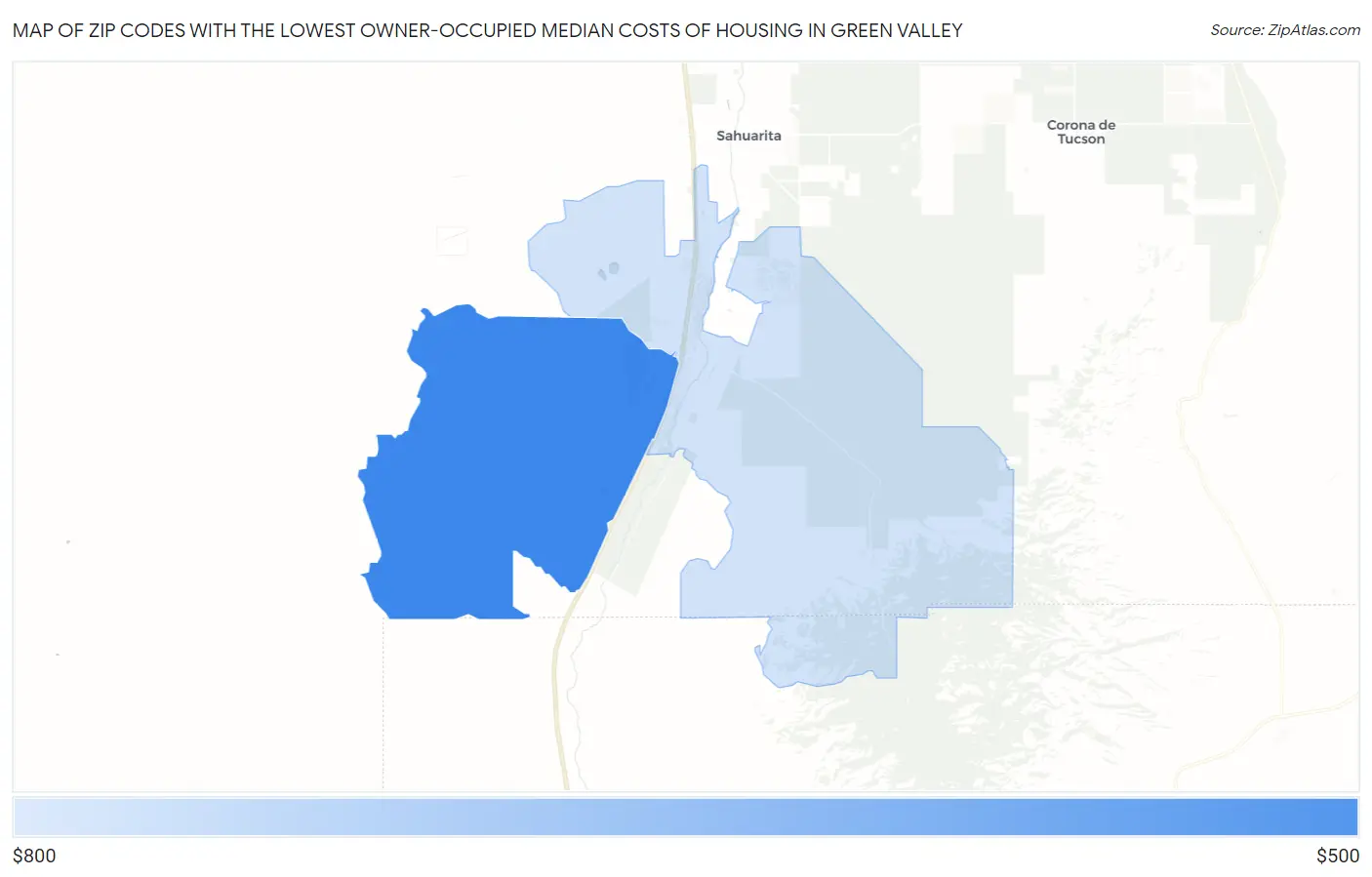Zip Codes with the Lowest Owner-Occupied Median Costs of Housing in Green Valley Map