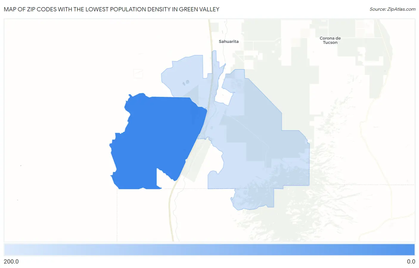 Zip Codes with the Lowest Population Density in Green Valley Map