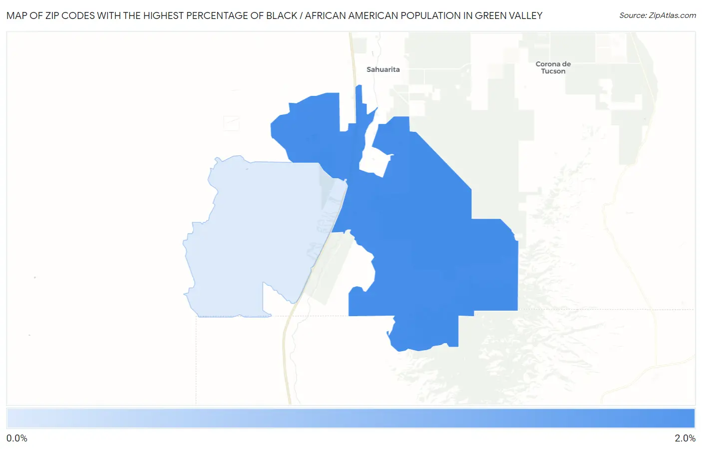 Zip Codes with the Highest Percentage of Black / African American Population in Green Valley Map