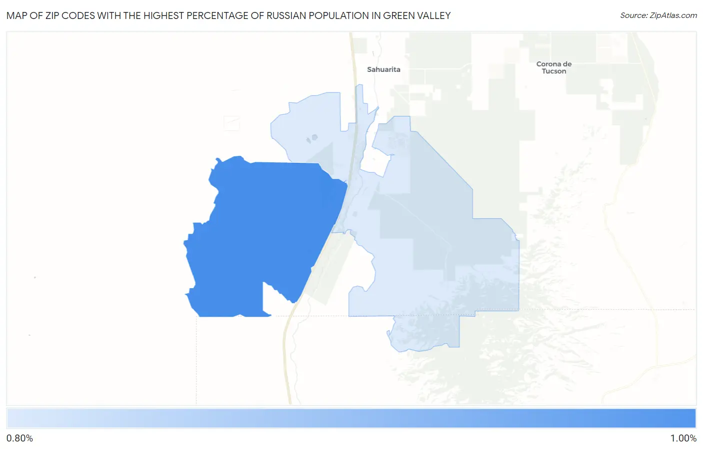 Zip Codes with the Highest Percentage of Russian Population in Green Valley Map