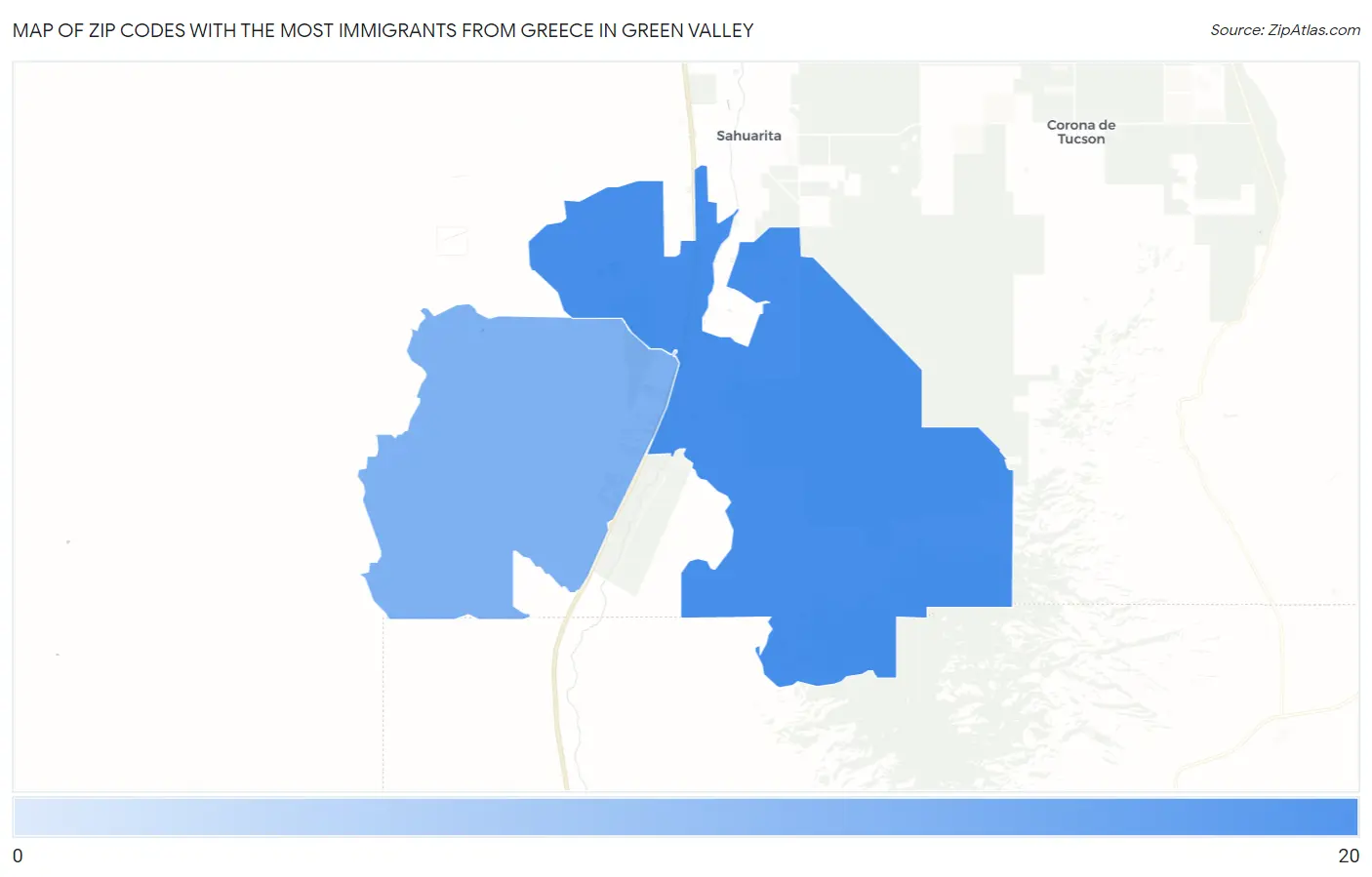 Zip Codes with the Most Immigrants from Greece in Green Valley Map