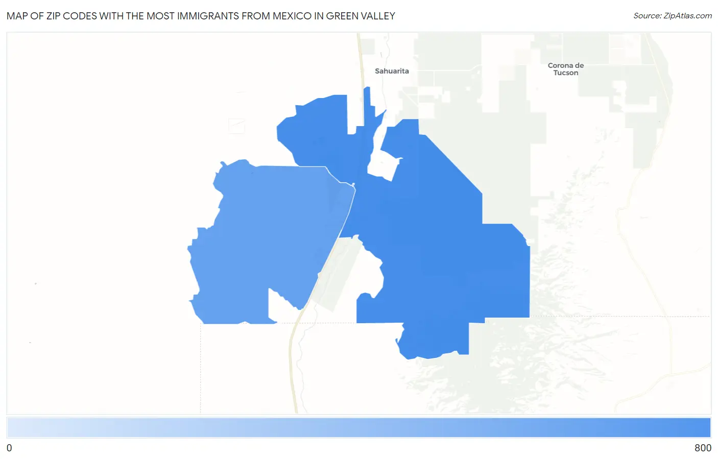 Zip Codes with the Most Immigrants from Mexico in Green Valley Map