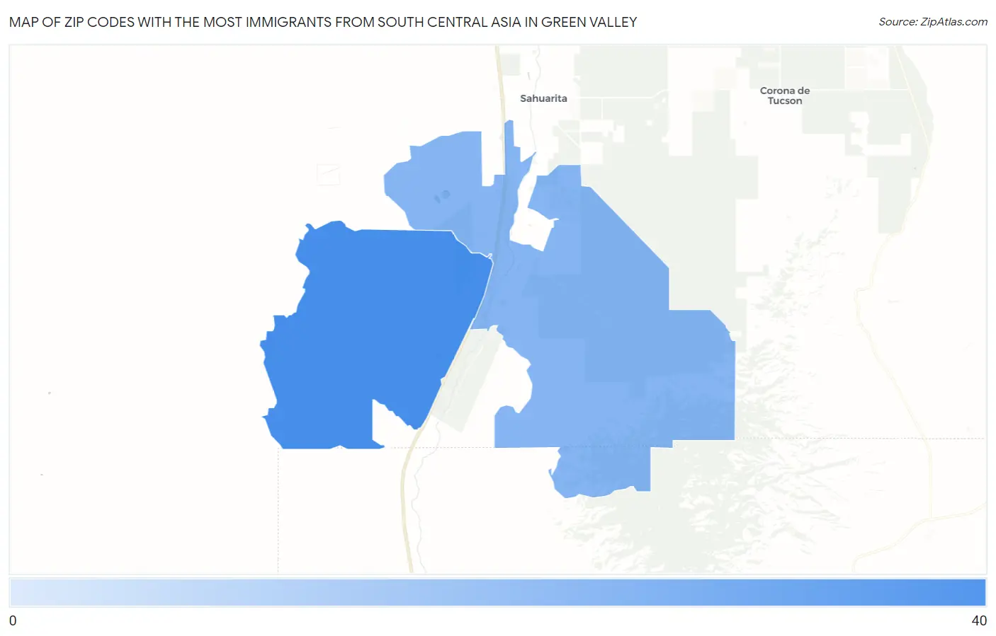 Zip Codes with the Most Immigrants from South Central Asia in Green Valley Map