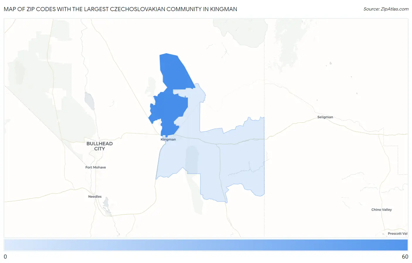 Zip Codes with the Largest Czechoslovakian Community in Kingman Map