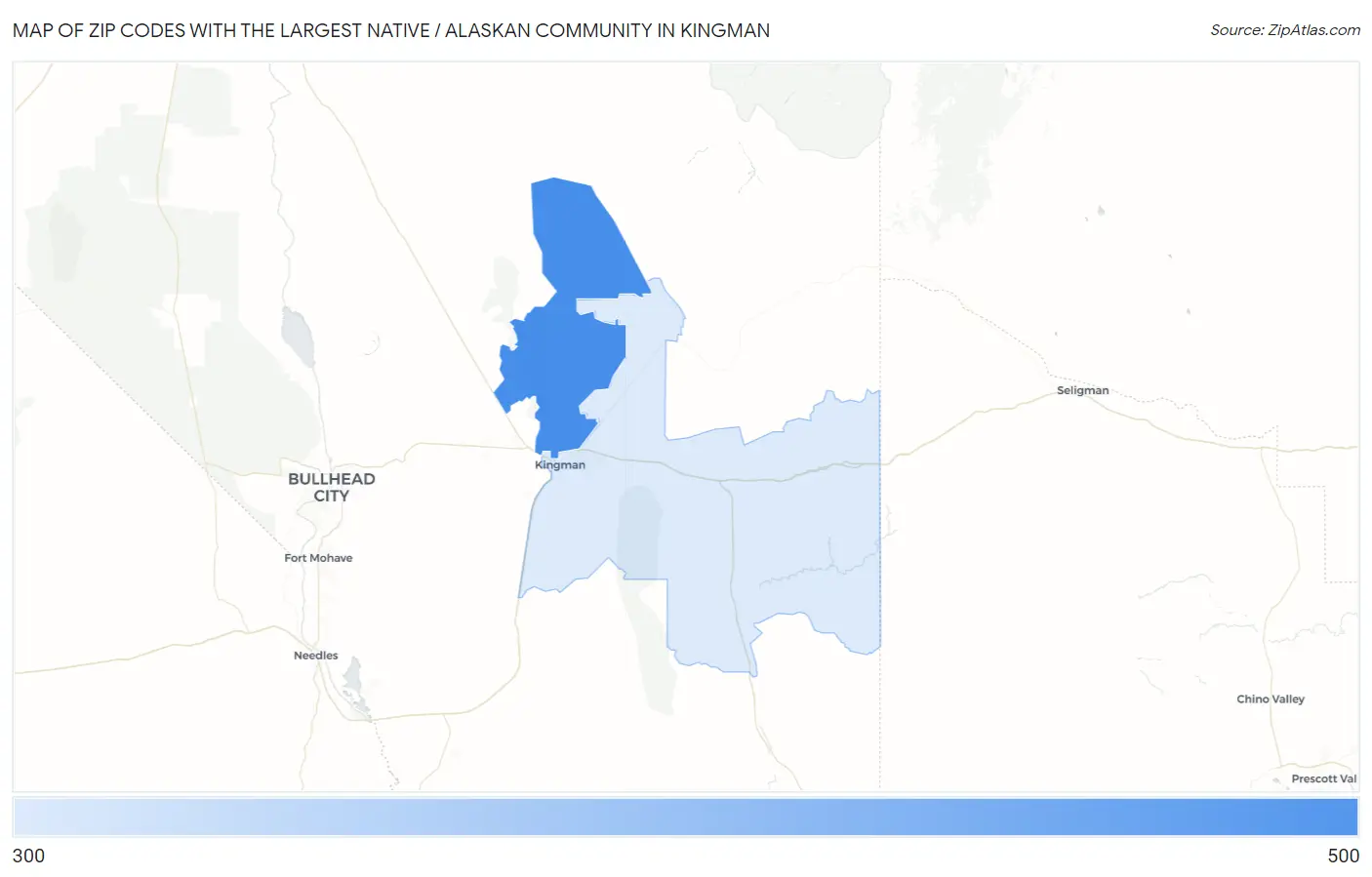 Zip Codes with the Largest Native / Alaskan Community in Kingman Map