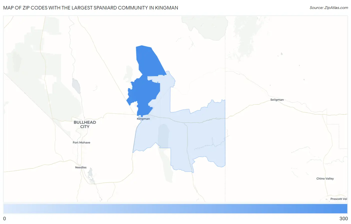 Zip Codes with the Largest Spaniard Community in Kingman Map