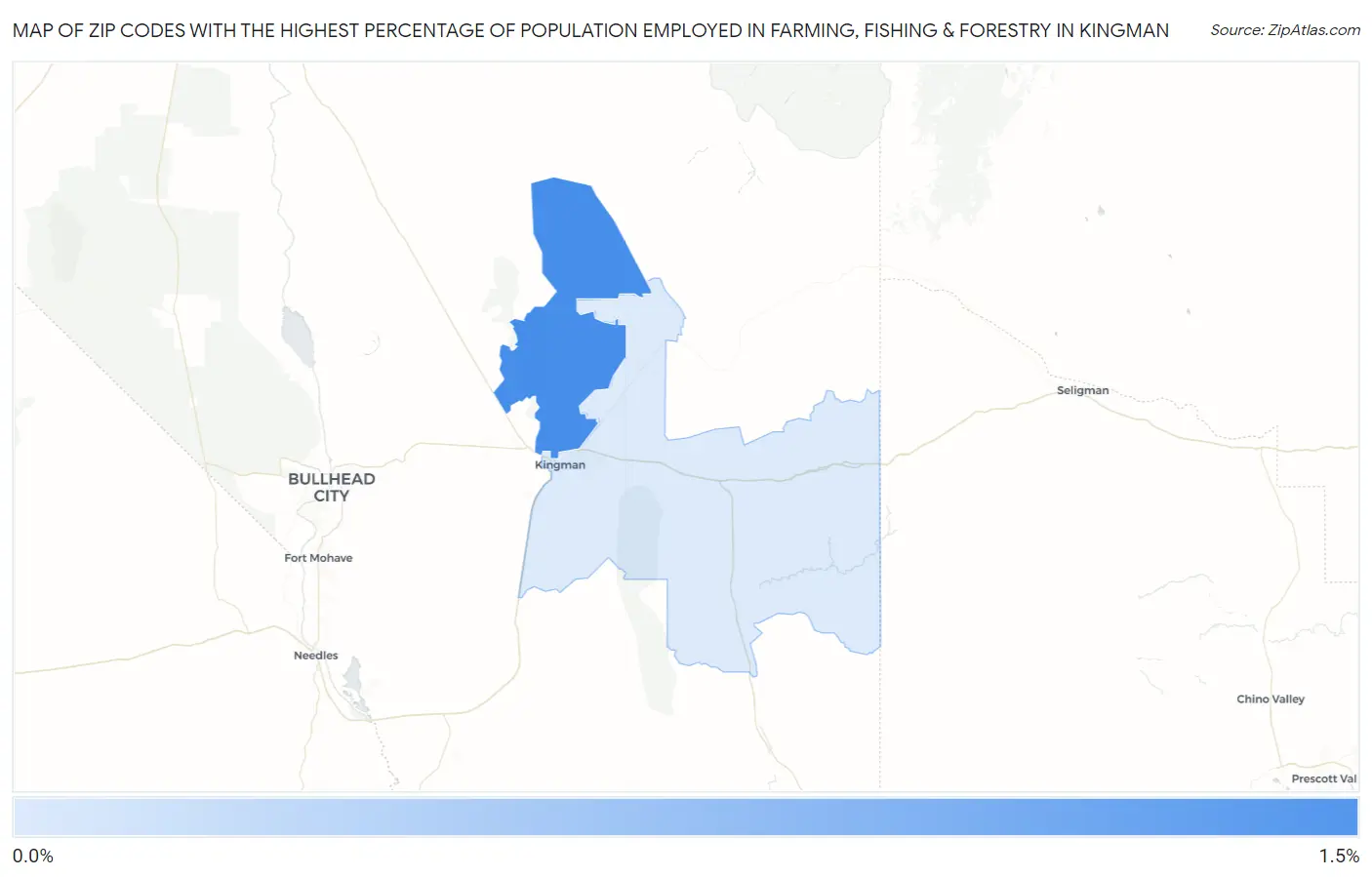Zip Codes with the Highest Percentage of Population Employed in Farming, Fishing & Forestry in Kingman Map
