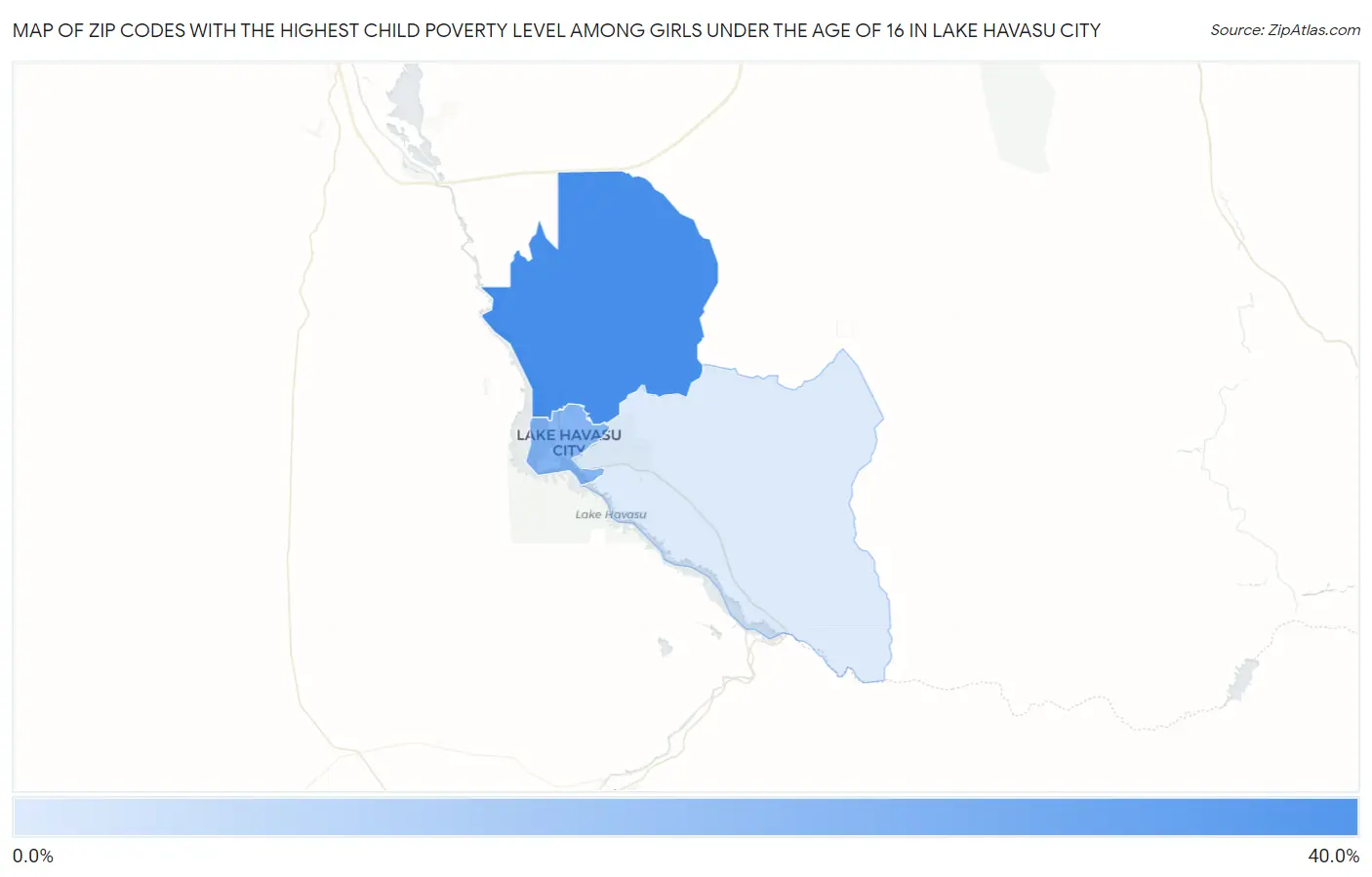Zip Codes with the Highest Child Poverty Level Among Girls Under the Age of 16 in Lake Havasu City Map