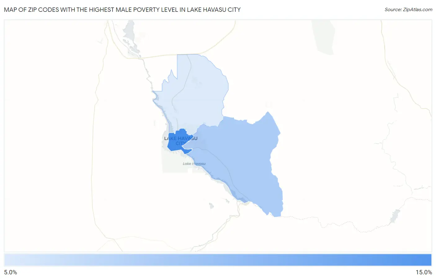 Zip Codes with the Highest Male Poverty Level in Lake Havasu City Map