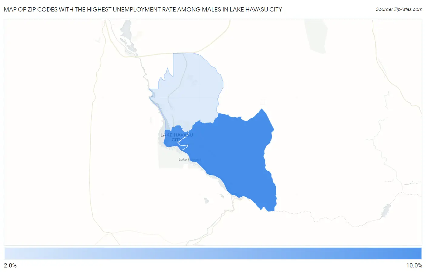 Zip Codes with the Highest Unemployment Rate Among Males in Lake Havasu City Map